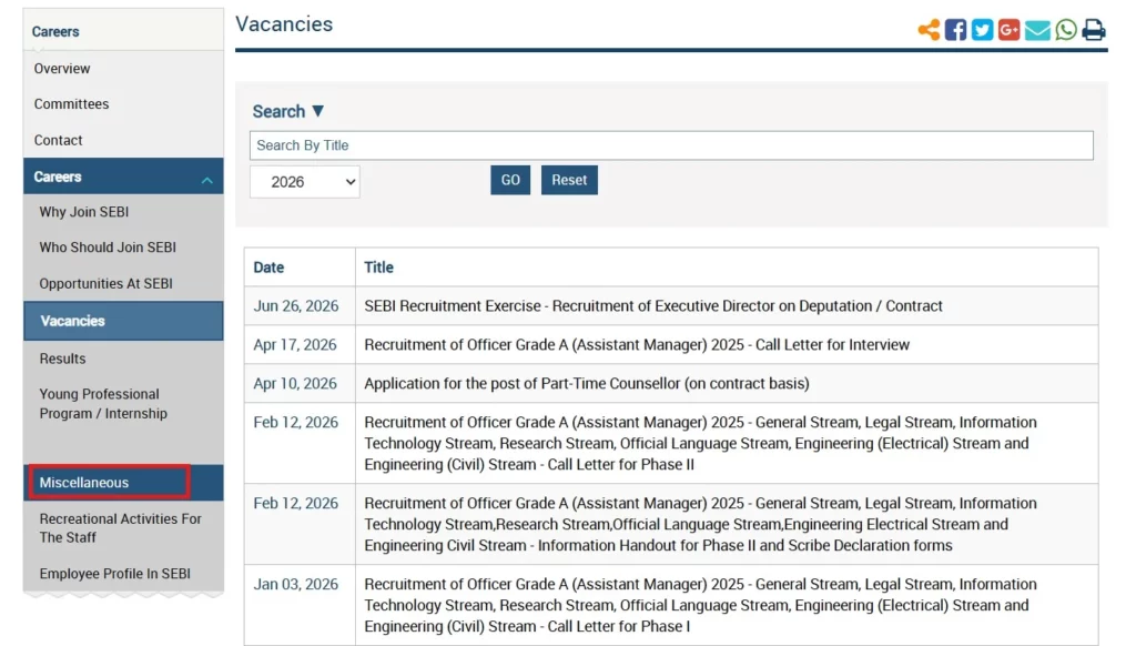 How to check SEBI Grade A Cut-Off Step 3