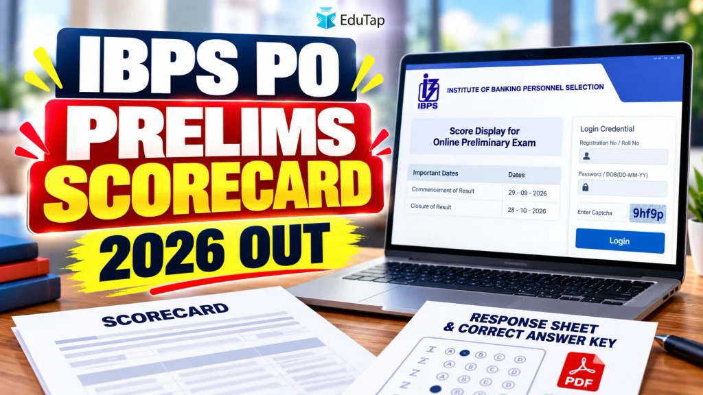 IBPS PO Prelims Scorecard 2026 released with scorecard, response sheet and correct answer key